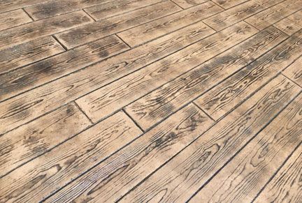 Wood plank stamped concrete pattern