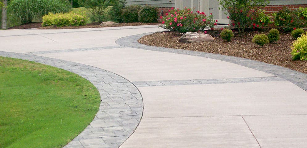 Stamped and decorative concrete patio with stone pattern in Dover, NH